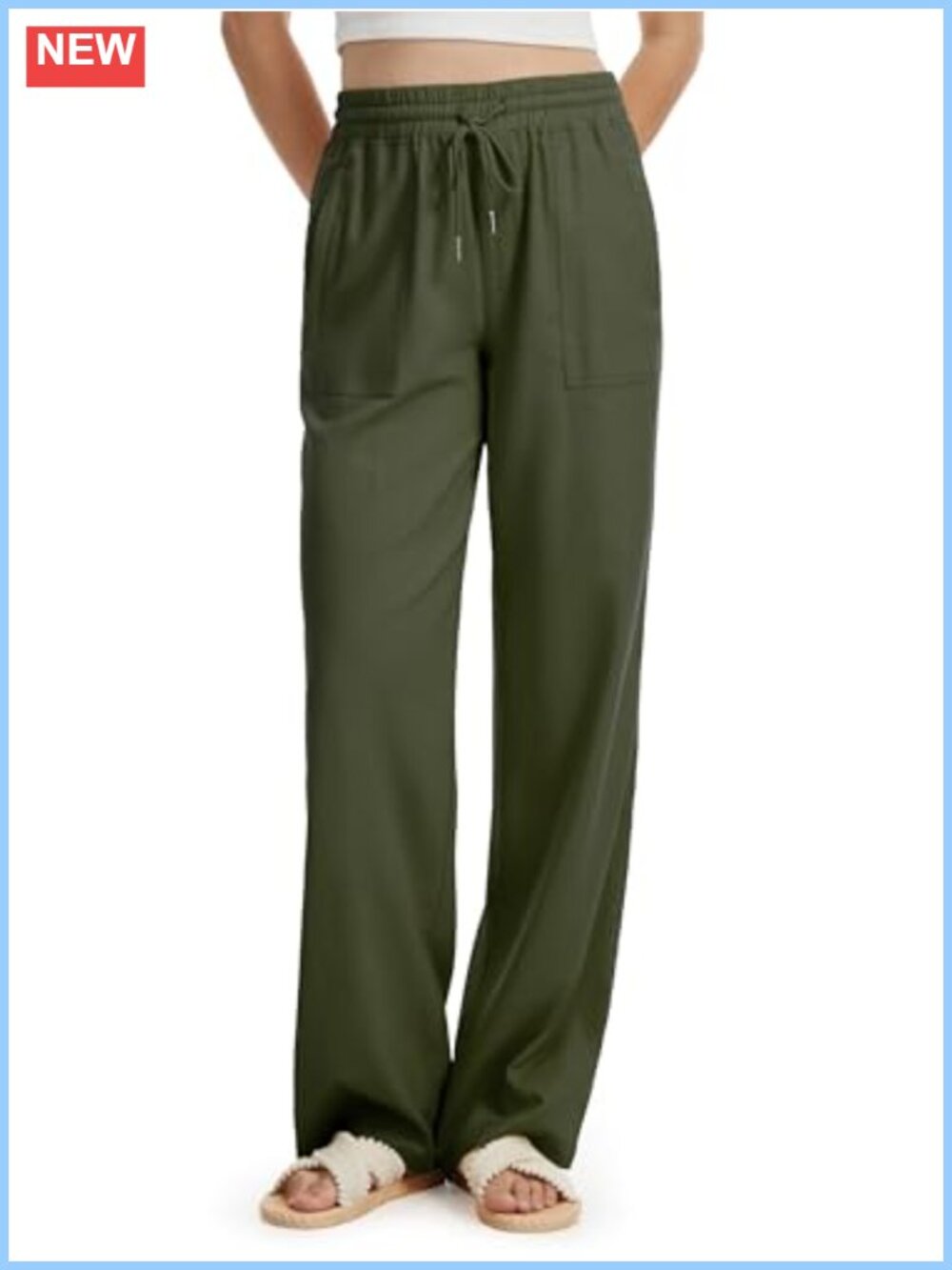Tall Women's Linen Wide Leg Palazzo Pants Long Inseam Pull On Trousers